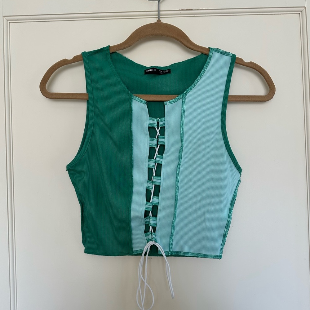 Green & blue crop top